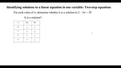 Identifying solutions to a linear equation in one variable: Two-step ...