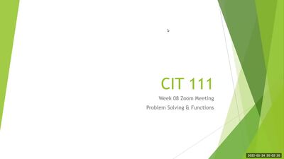 Weekly Q&A Meeting for ITM 111 - BYU-Idaho
