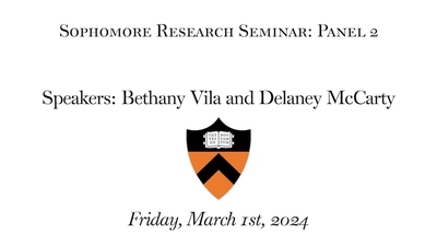Sophomore Research Seminar: Panel 2 - Princeton University Media Central