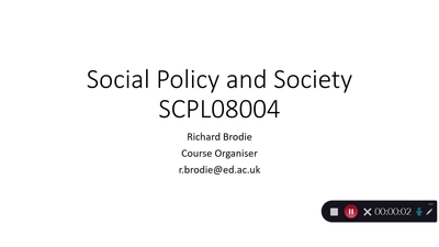 Social Policy and Society SCPL08004 Richard Brodie Course