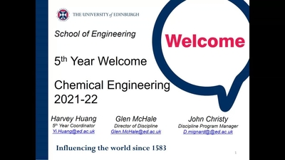 Welcome Back Year 5 Chemical Engineering Programmes 2021 - Media Hopper ...