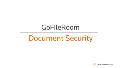 Document Security - Product Training - US | Thomson Reuters