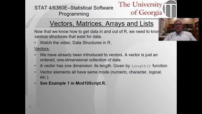 Data Structures in R - Part 1, Vectors - University of Georgia Online ...