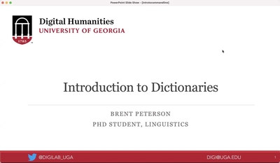 Introduction to Dictionaries in Python - University of Georgia Kaltura