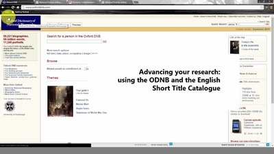 Advancing your research: using the ODNB and the English Short Title ...