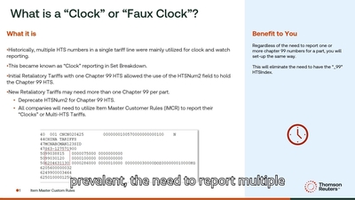 Multi-HTS Tariffs or Clock set-up - Product Training - US | Thomson Reuters