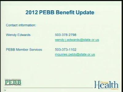 2011 PEBB Enrollment Workshop Oct 6 Pt. 2 Questions - OSU MediaSpace