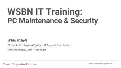 PC Maintenance, Security & Best Practices - Video on Demand