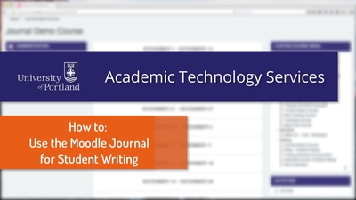 Using the Moodle Journal Tool - Media@UP